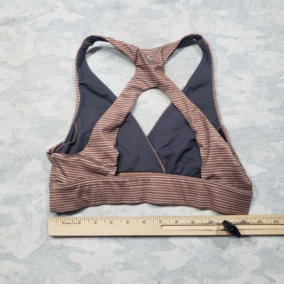 PrAna Locana Sports Bra Womens Small Brown Striped Active - Picture 6 of 7